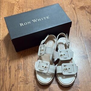 Ron White Cream Sandals with Buckles